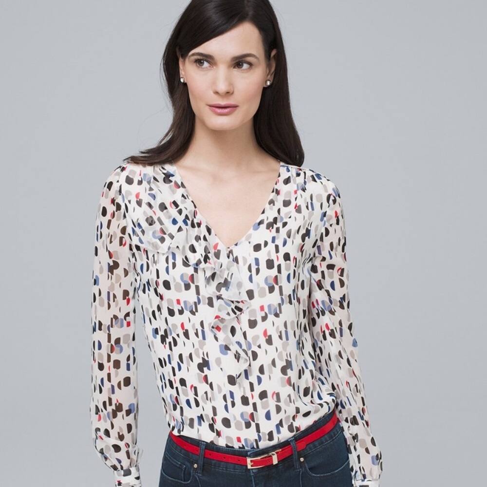 White House Black Market Ruffle Detail Blouse
